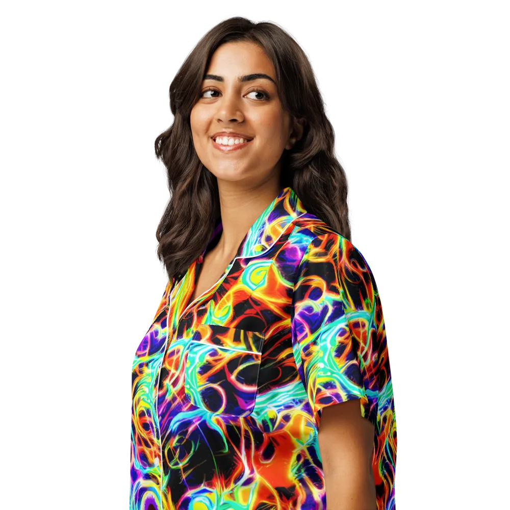 Nightflash on Women's Short Sleeve Pajama Top — Left Front