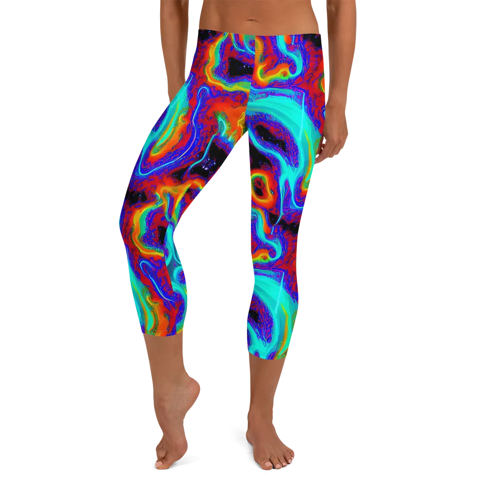 Sonic Waters on Capri Leggings — Front