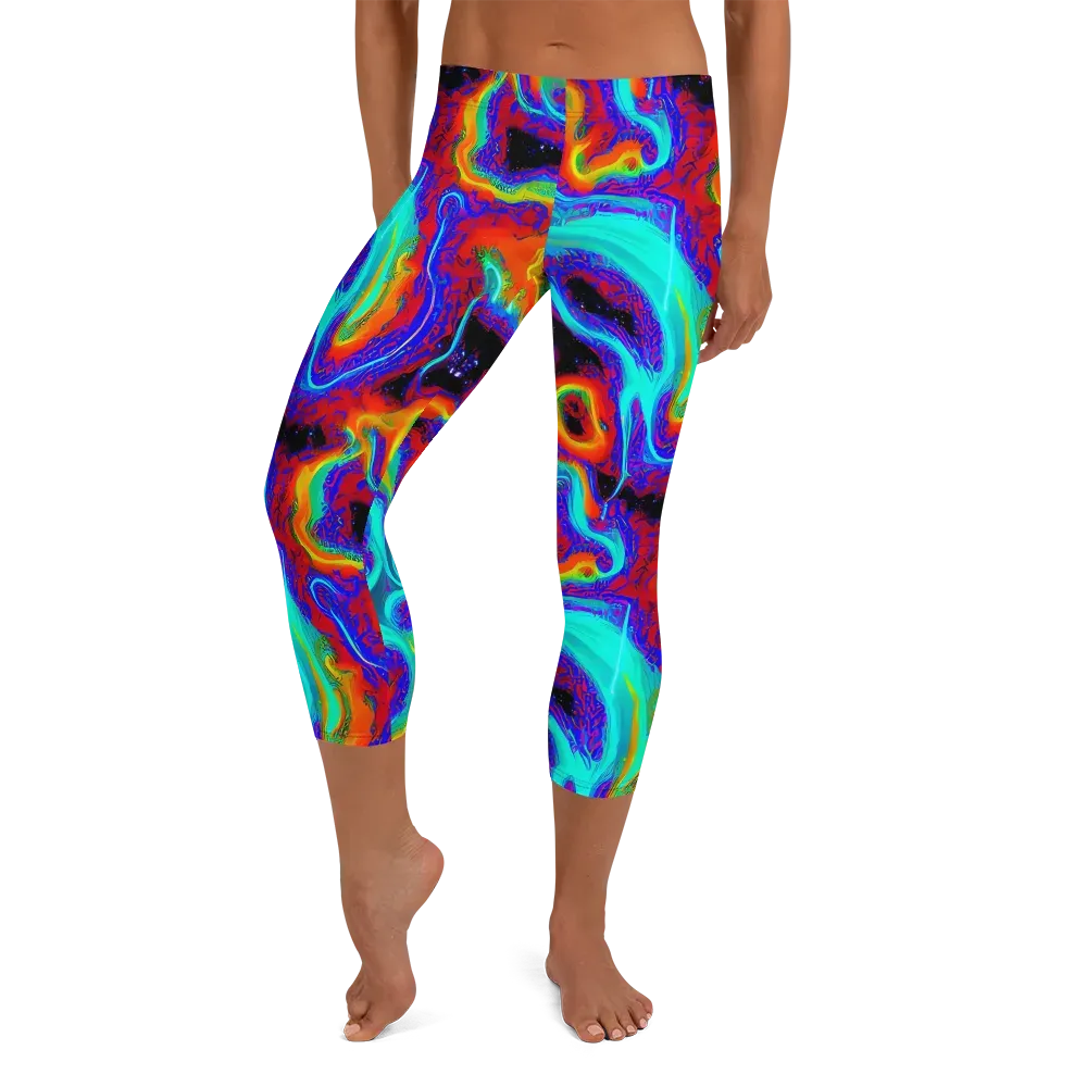 Sonic Waters on Capri Leggings — Front