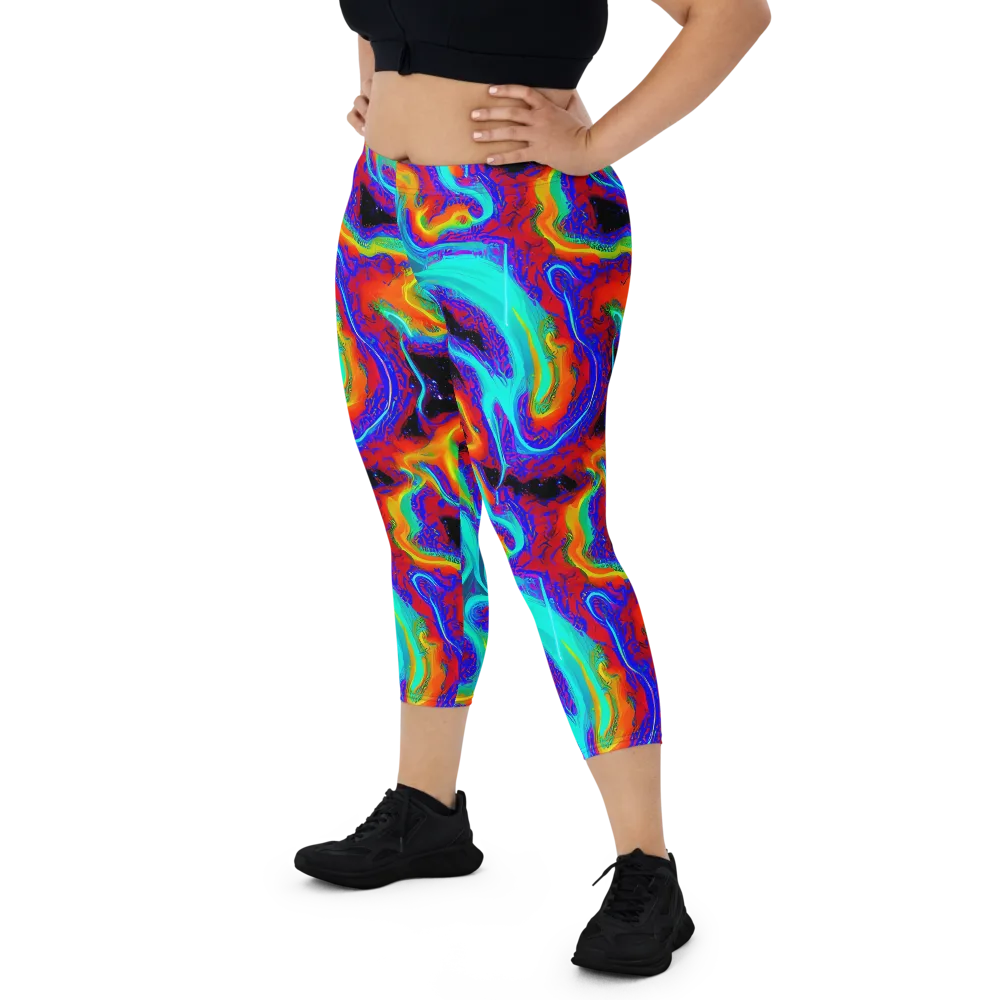 Sonic Waters on Capri Leggings — Front