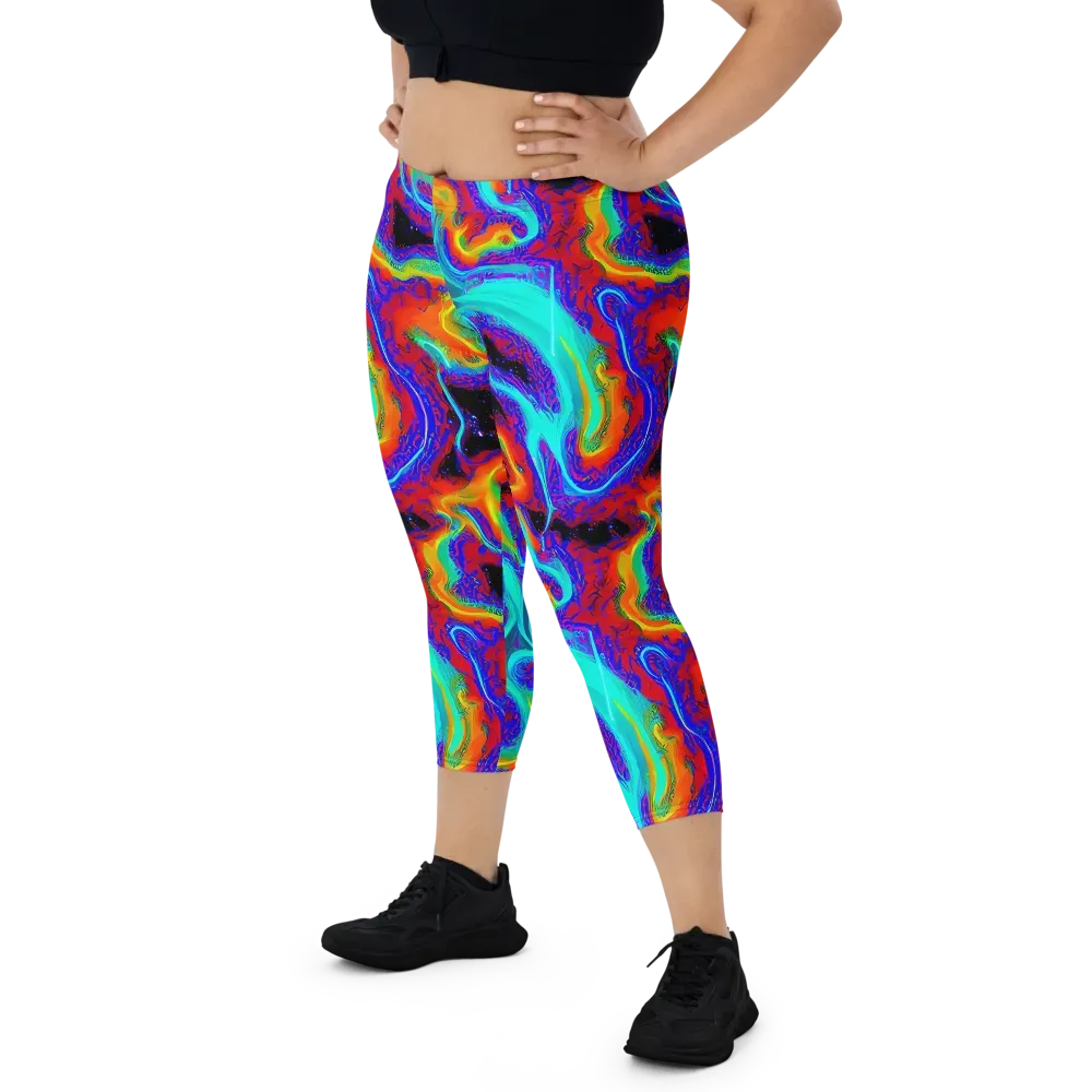 Sonic Waters on Capri Leggings — Front