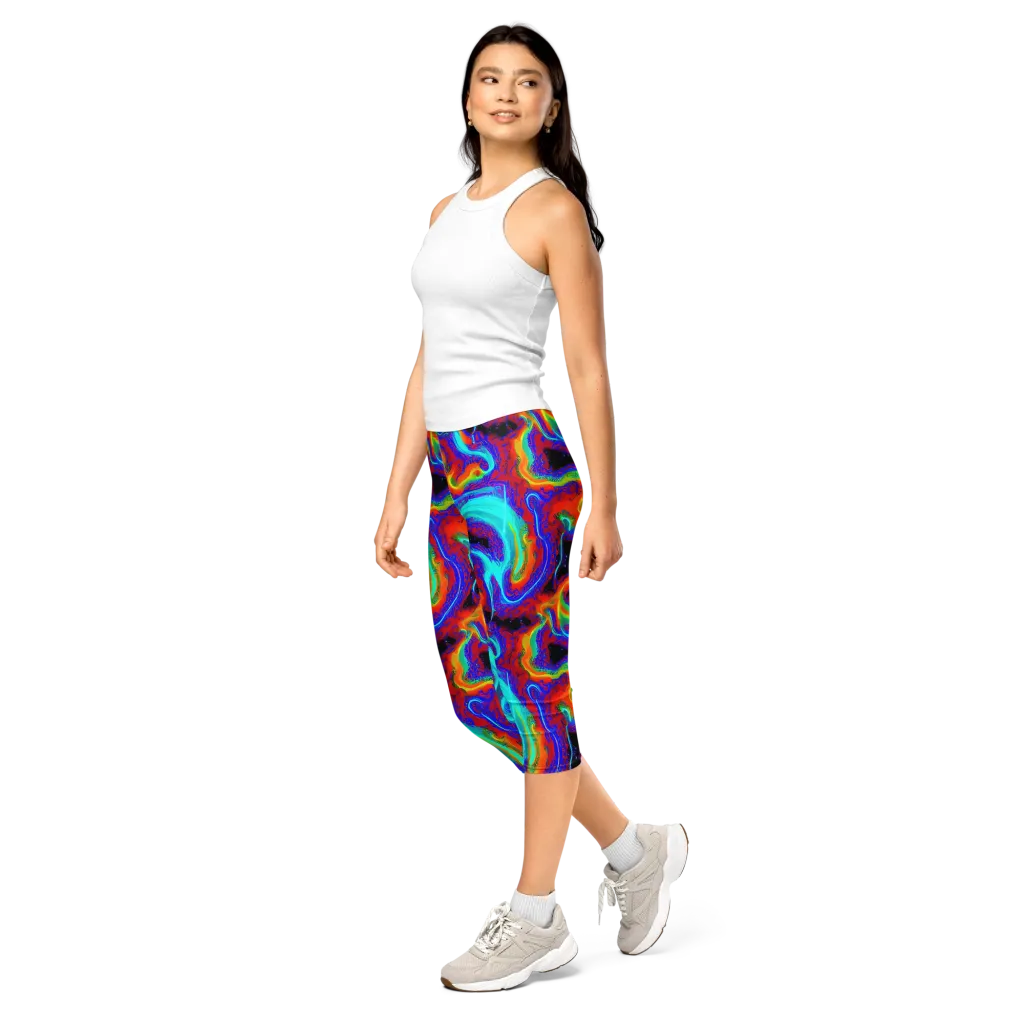 Sonic Waters on Capri Leggings — Left Front