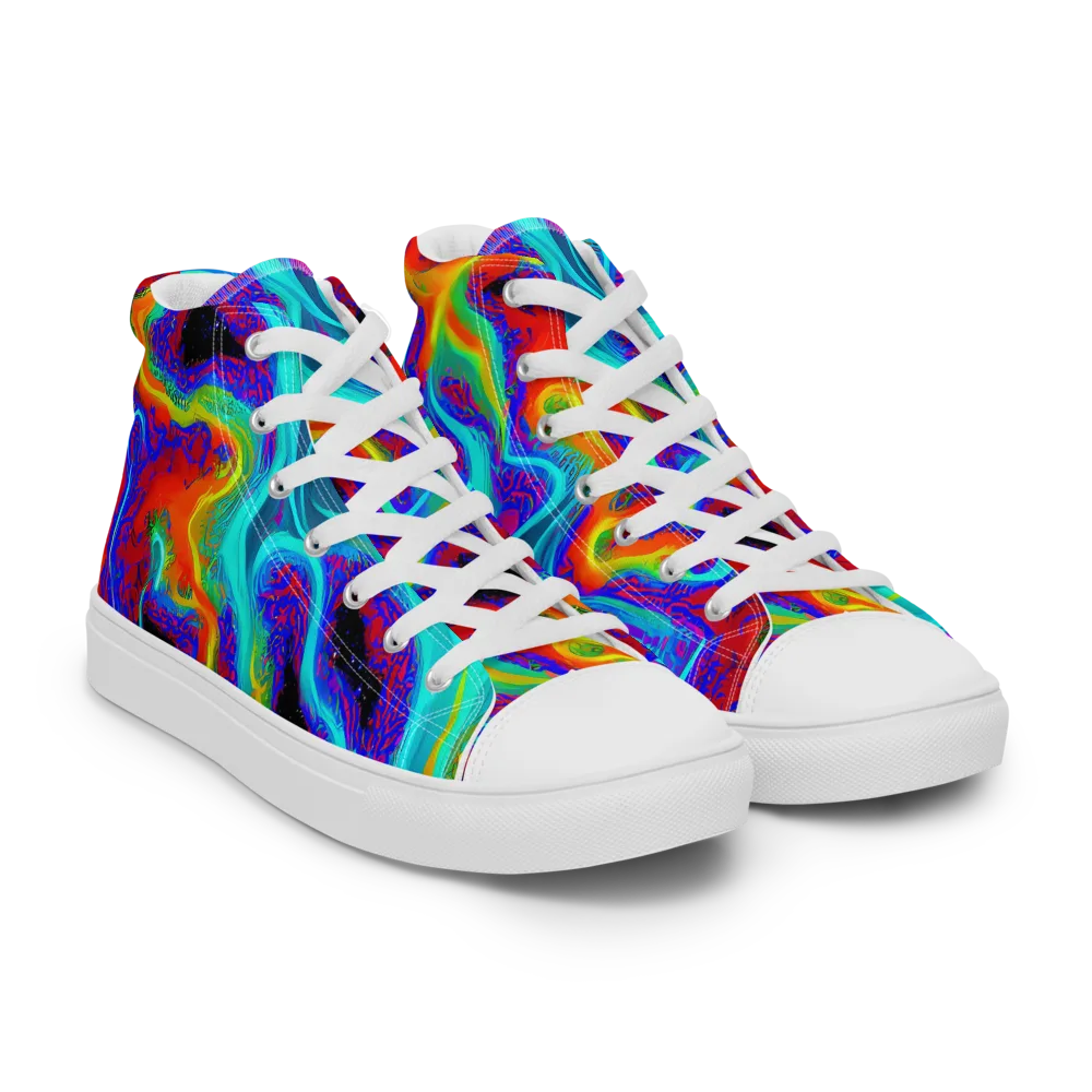Sonic Waters on Men's High Top Canvas Shoes — Right Front