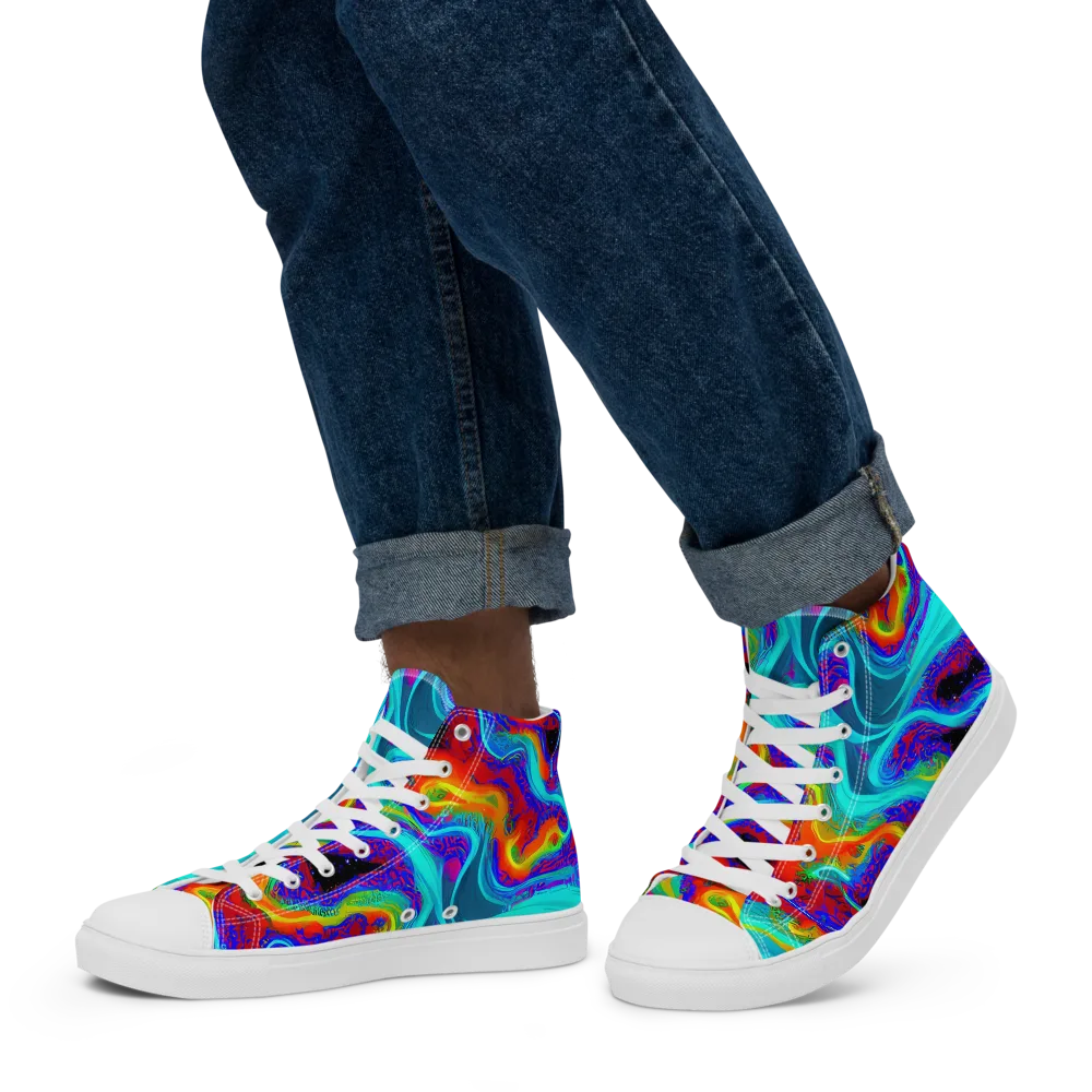 Sonic Waters on Men's High Top Canvas Shoes — Left
