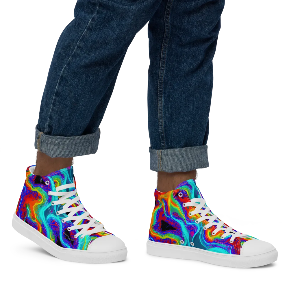 Sonic Waters on Men's High Top Canvas Shoes — Right