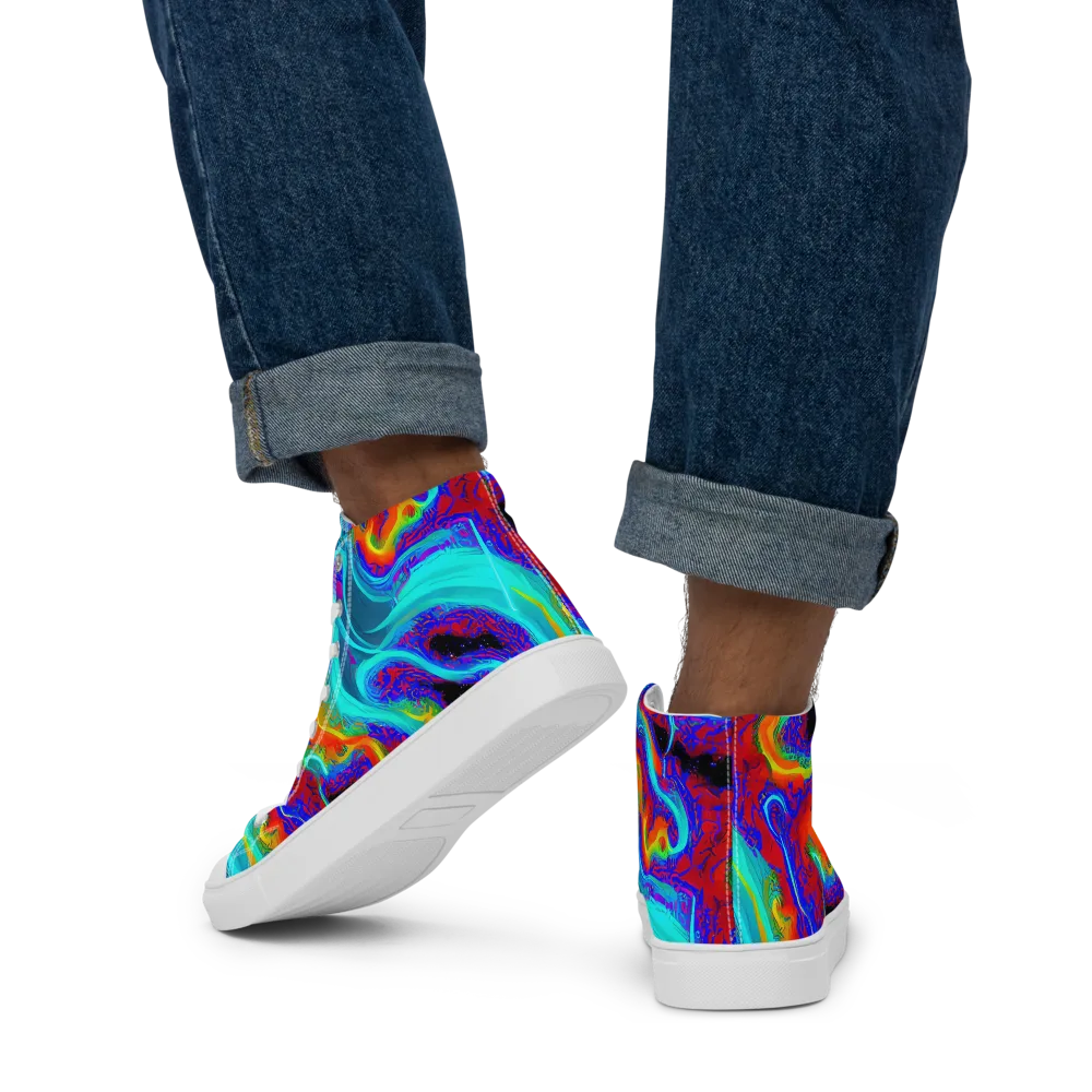 Sonic Waters on Men's High Top Canvas Shoes — Back