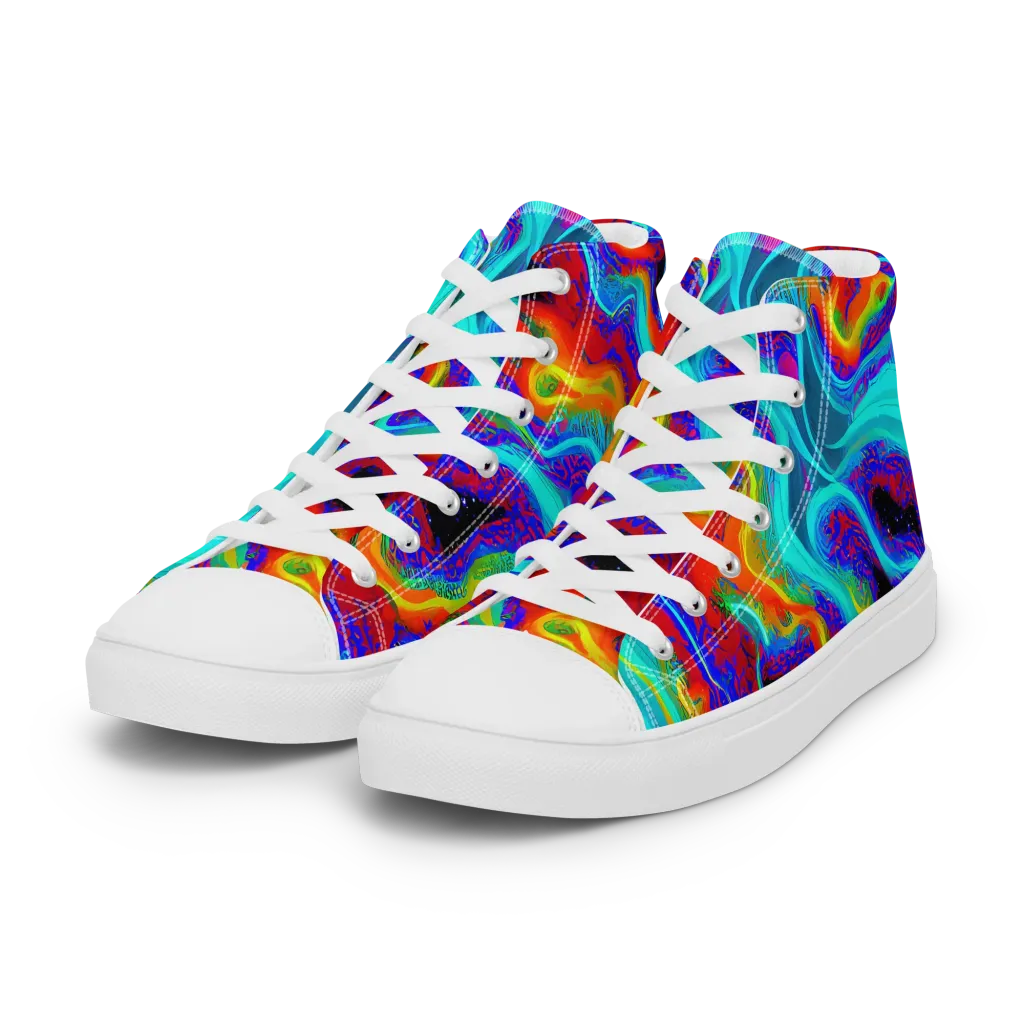 Sonic Waters on Women's High Top Canvas Shoes — Left Front