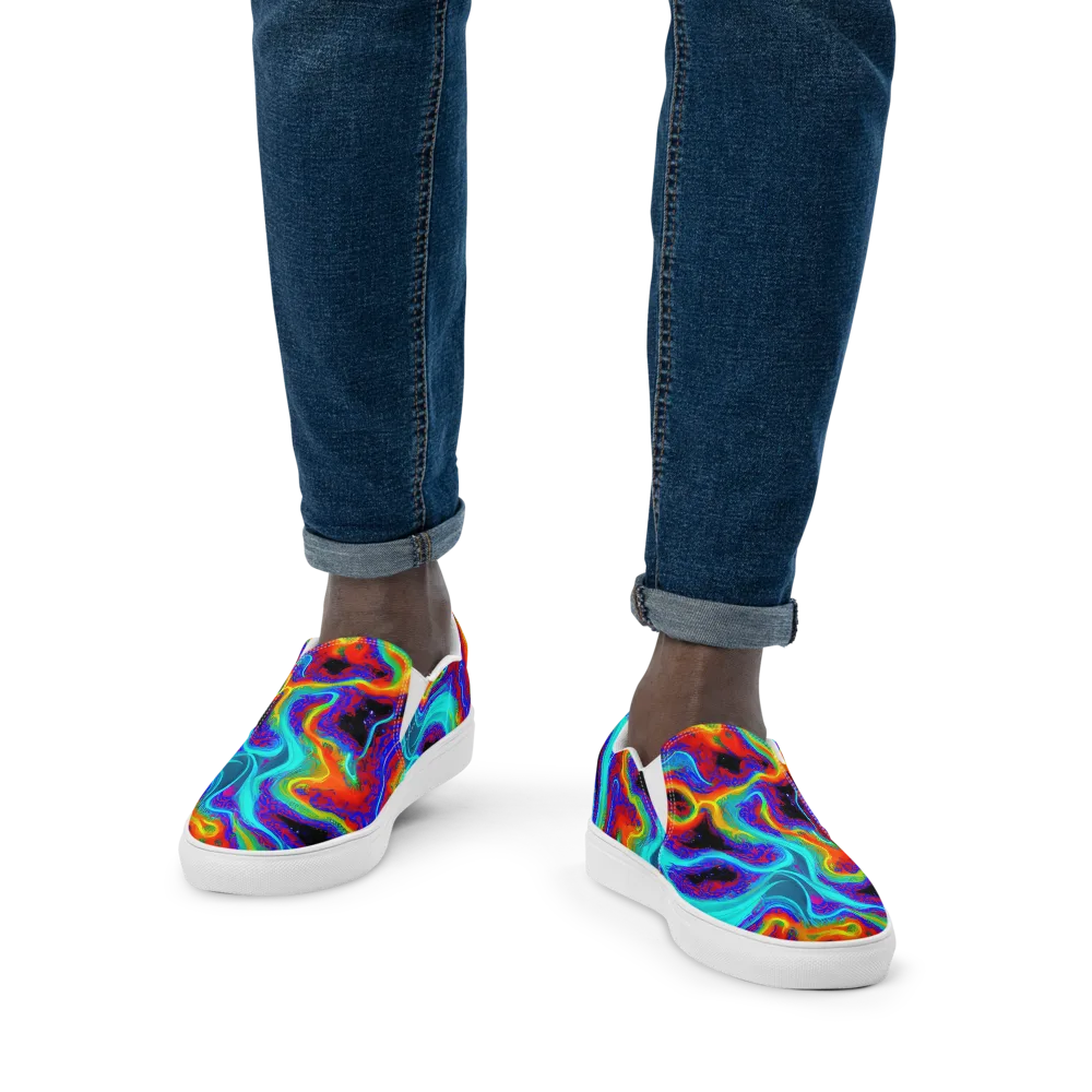 Sonic Waters on Men's Slip-On Canvas Shoes — Front