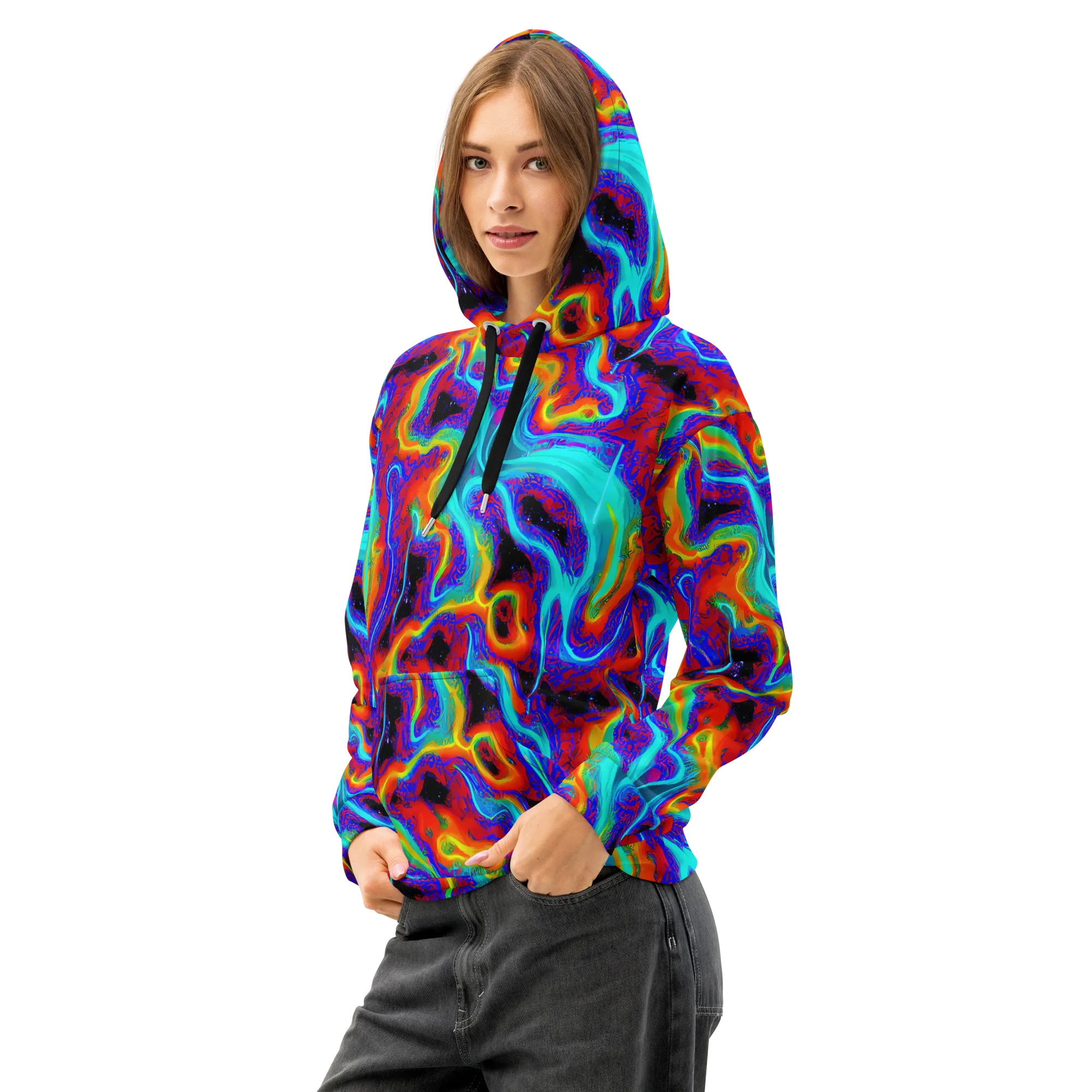 Sonic Waters on Cotton Hoodie — Left Front