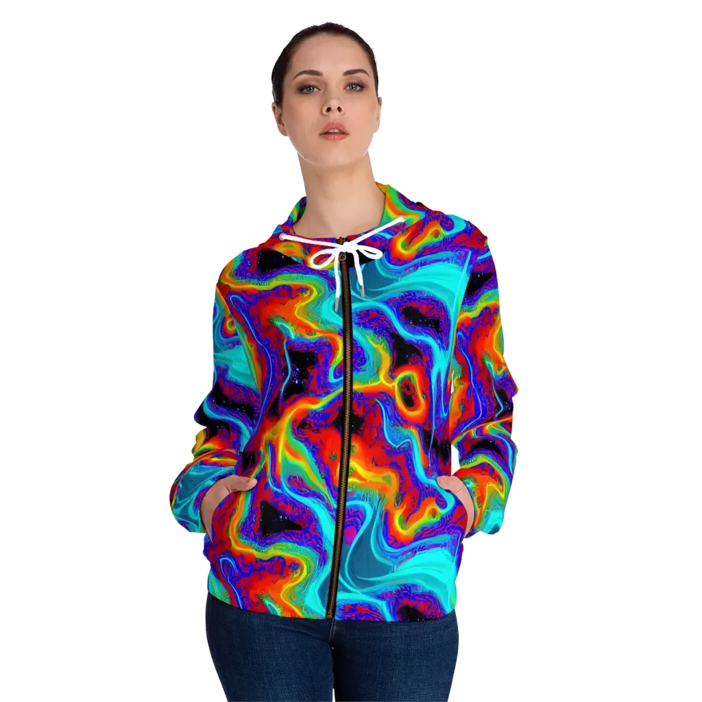 Sonic Waters on Women's Full-Zip Hoodie — Front On Person