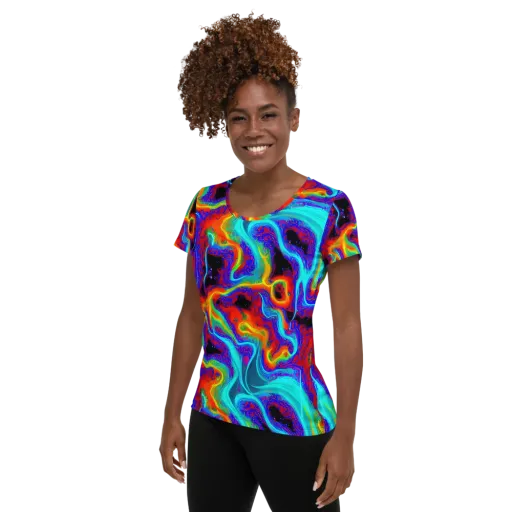 Sonic Waters on a Women's Athletic T-Shirt