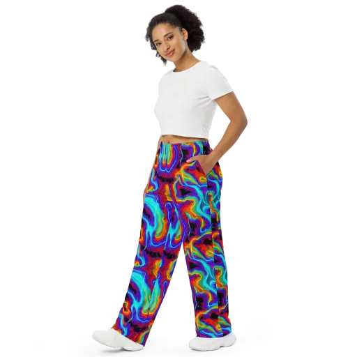 Sonic Waters on a Wide-Leg Pants