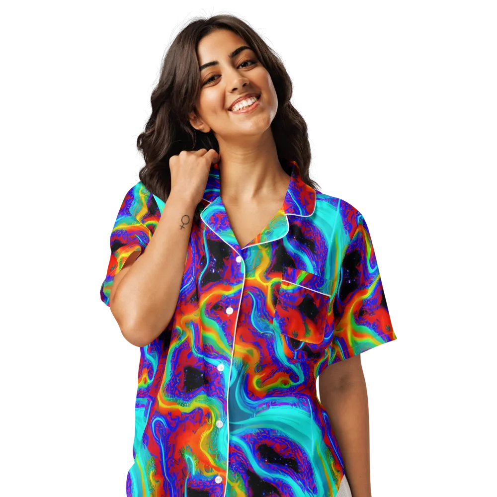 Sonic Waters on Women's Short Sleeve Pajama Top — Front
