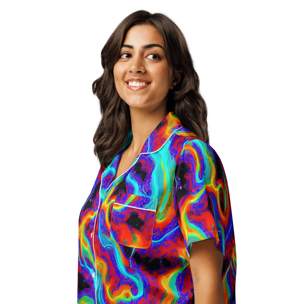 Sonic Waters on Women's Short Sleeve Pajama Top — Left Front