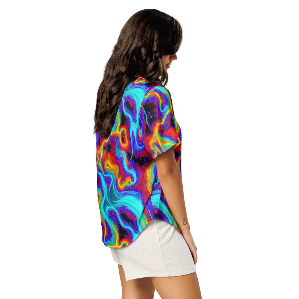 Sonic Waters on Women's Short Sleeve Pajama Top — Right Back
