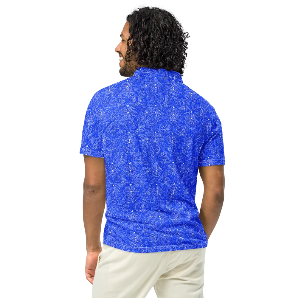 Azure Filigree on Men's Slim Fit Polo Shirt — Back