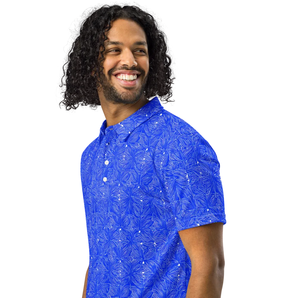 Azure Filigree on Men's Slim Fit Polo Shirt — Left Front