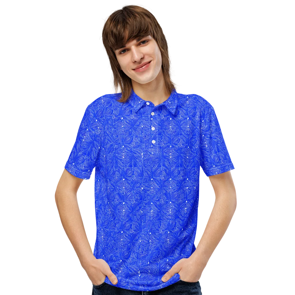 Azure Filigree on Men's Slim Fit Polo Shirt — Front