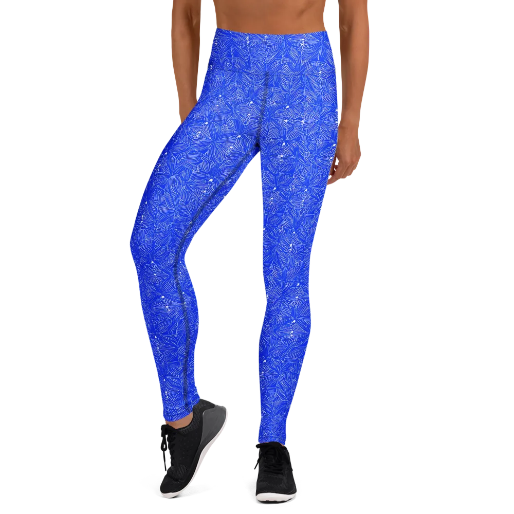 Azure Filigree on Yoga Leggings — Front