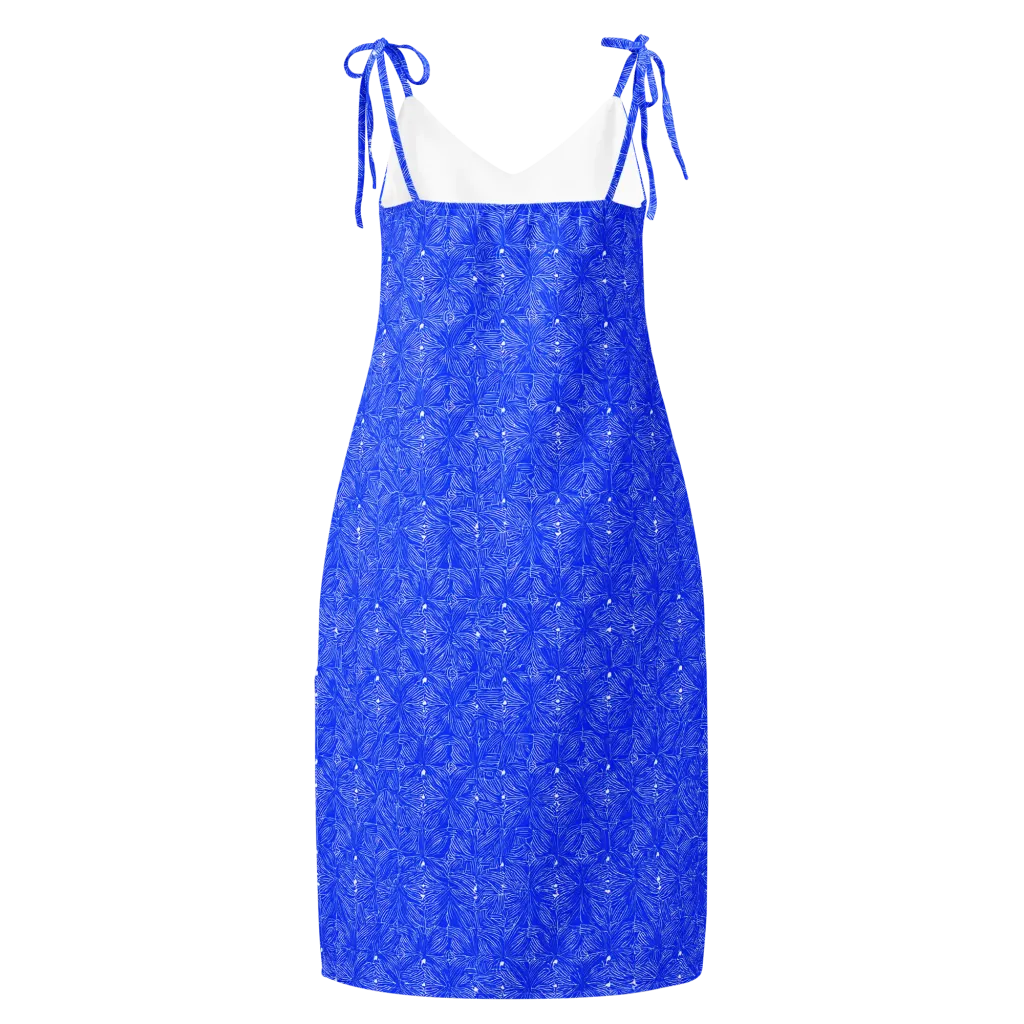 Azure Filigree on Slip Dress — Back