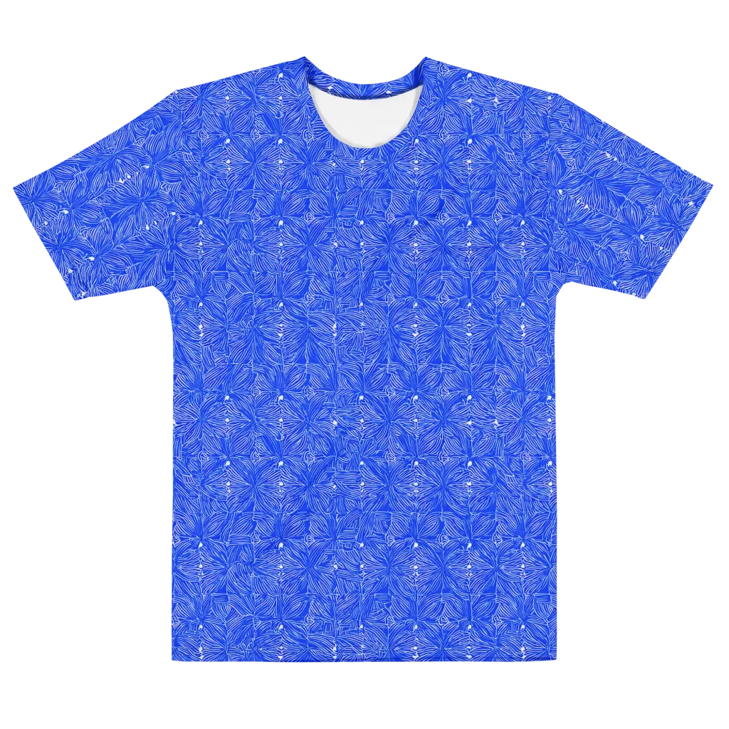 Azure Filigree on Men's Cotton Crew Neck T-Shirt — Front