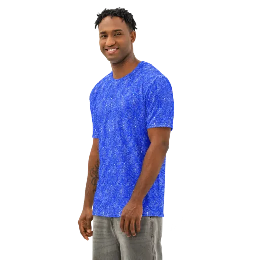 Azure Filigree on a Men's Cotton Crew Neck T-Shirt