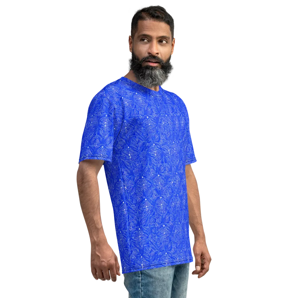 Azure Filigree on Men's Crew Neck T-Shirt — Right
