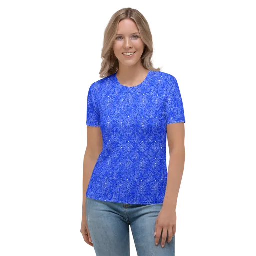 Azure Filigree on a Women's Crew Neck T-Shirt