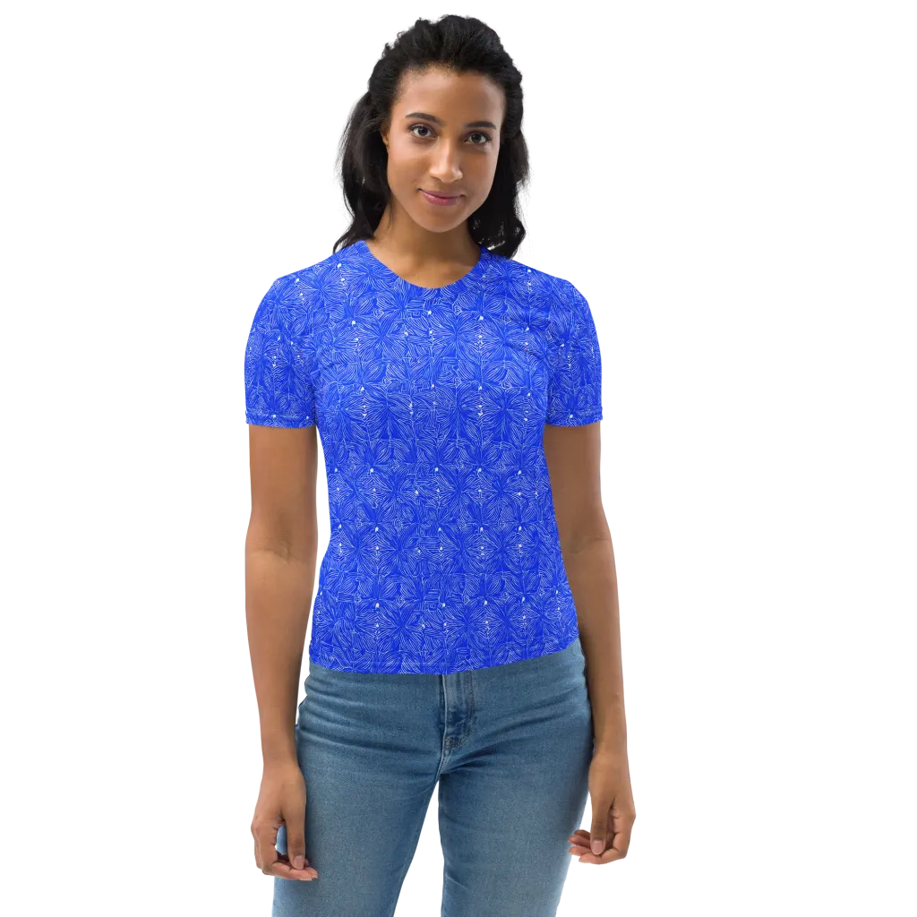 Azure Filigree on Women's Crew Neck T-Shirt — Front