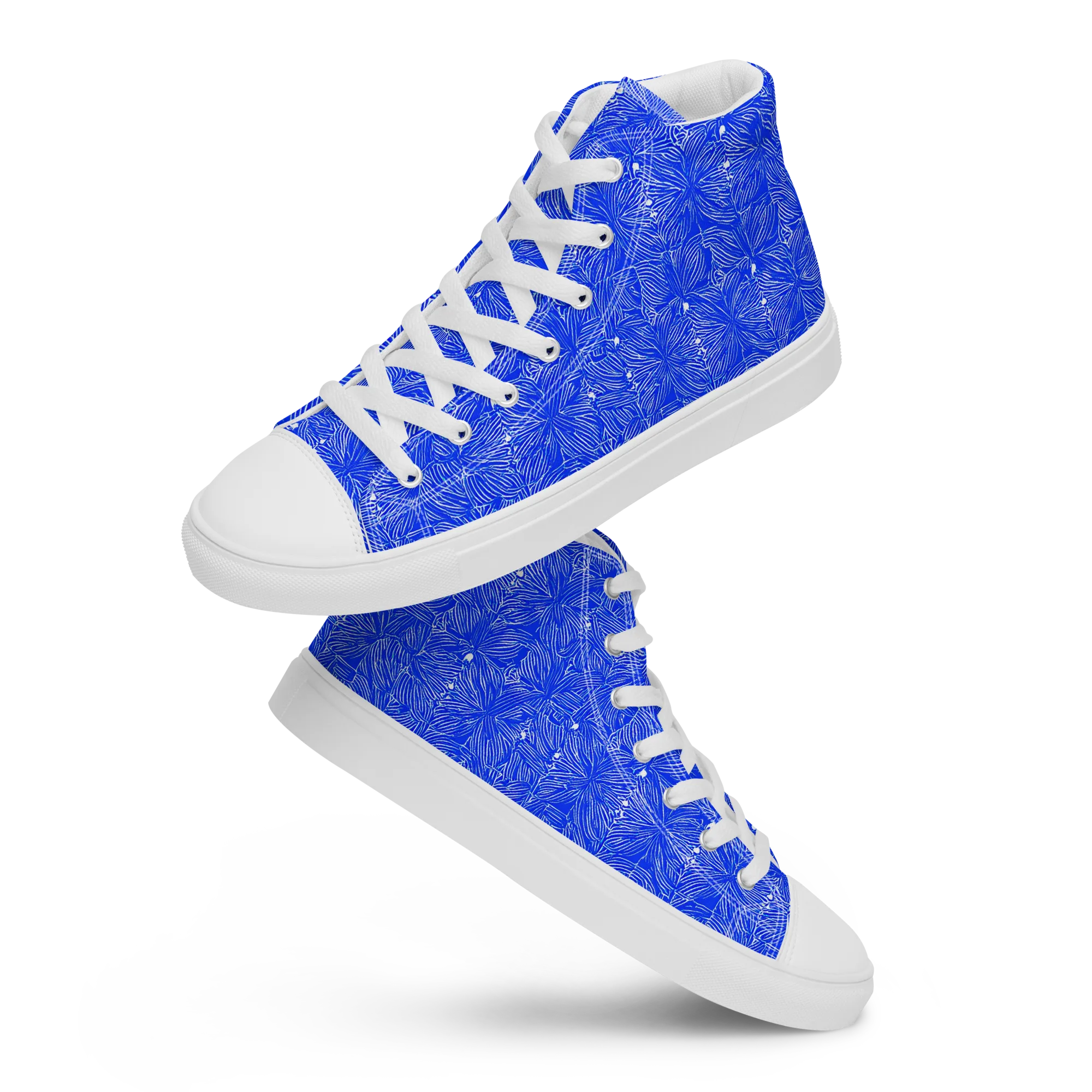 Azure Filigree on Women's High Top Canvas Shoes — Front