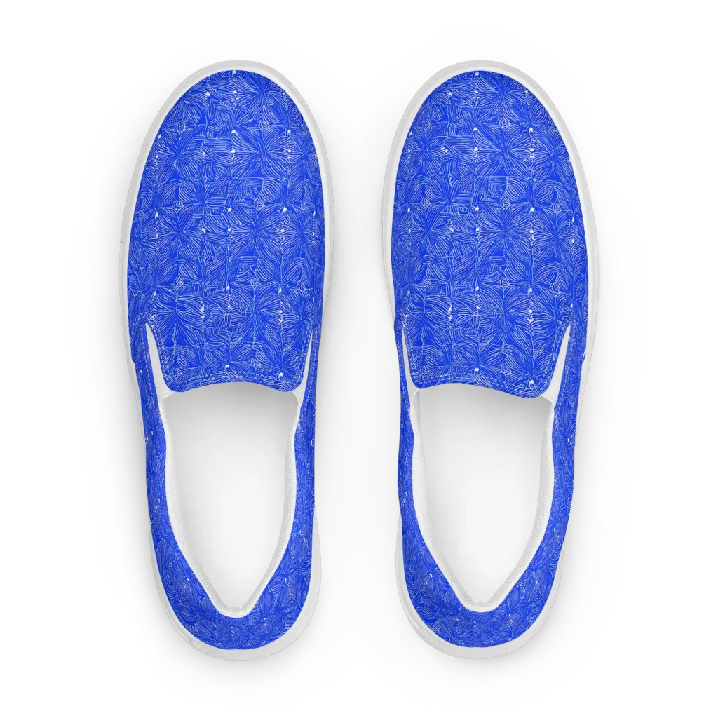 Azure Filigree on Men's Slip-On Canvas Shoes — Front