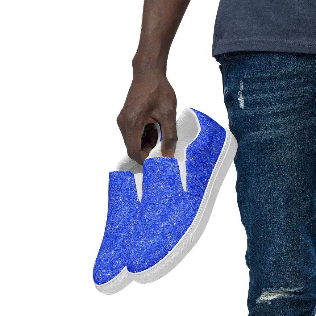 Azure Filigree on Men's Slip-On Canvas Shoes — Left Front