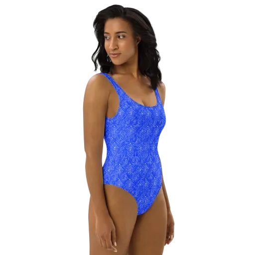 Azure Filigree on a One-Piece Swimsuit