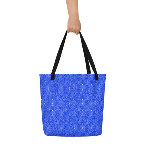 Azure Filigree on a Large Tote Bag W/ Pocket