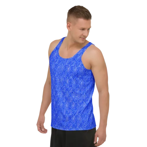Azure Filigree on a Men's Tank Top
