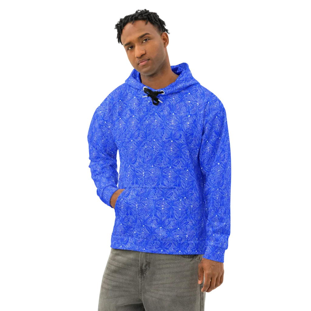 Azure Filigree on Cotton Hoodie — Left Front