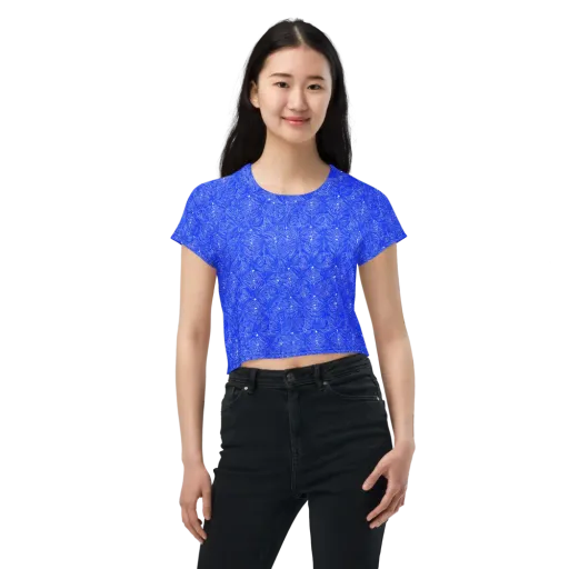 Azure Filigree on a Crop Tee