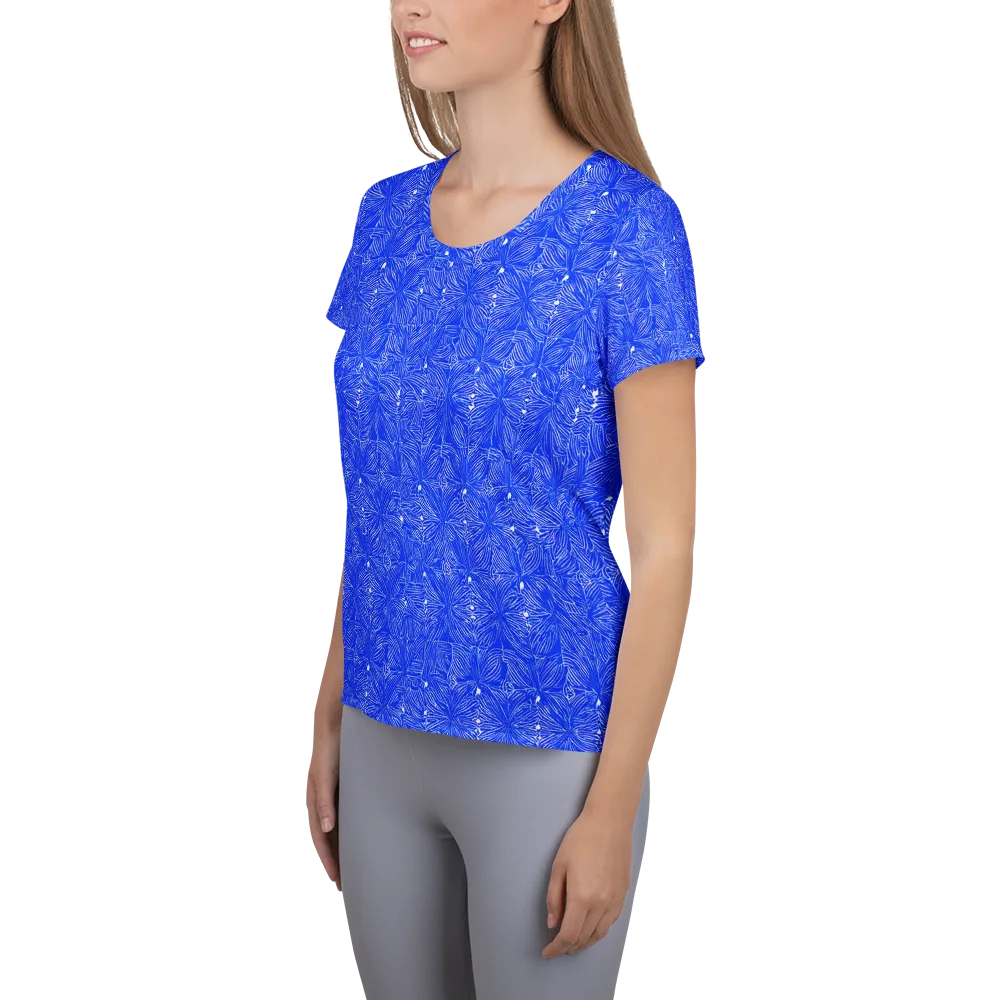 Azure Filigree on Women's Athletic T-Shirt — Left