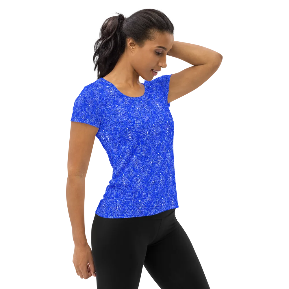 Azure Filigree on Women's Athletic T-Shirt — Right