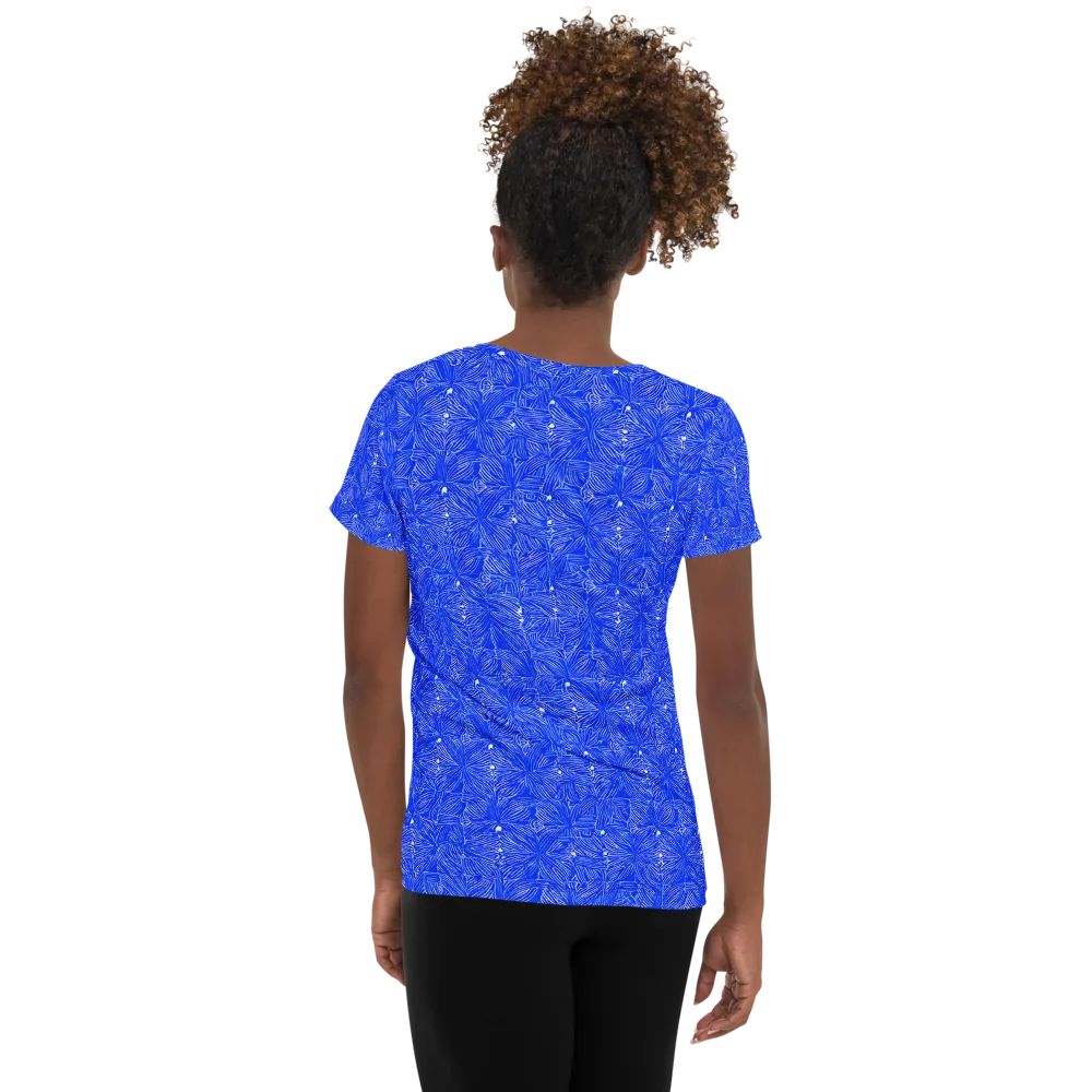Azure Filigree on Women's Athletic T-Shirt — Back