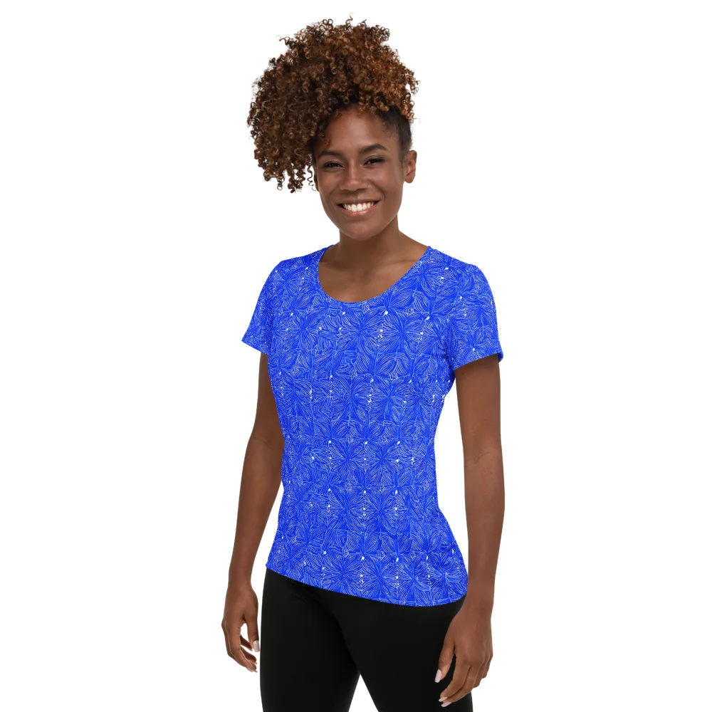 Azure Filigree on Women's Athletic T-Shirt — Left