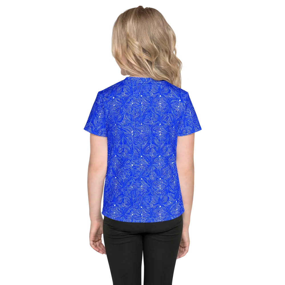 Azure Filigree on Kids Crew Neck T-Shirt — Back