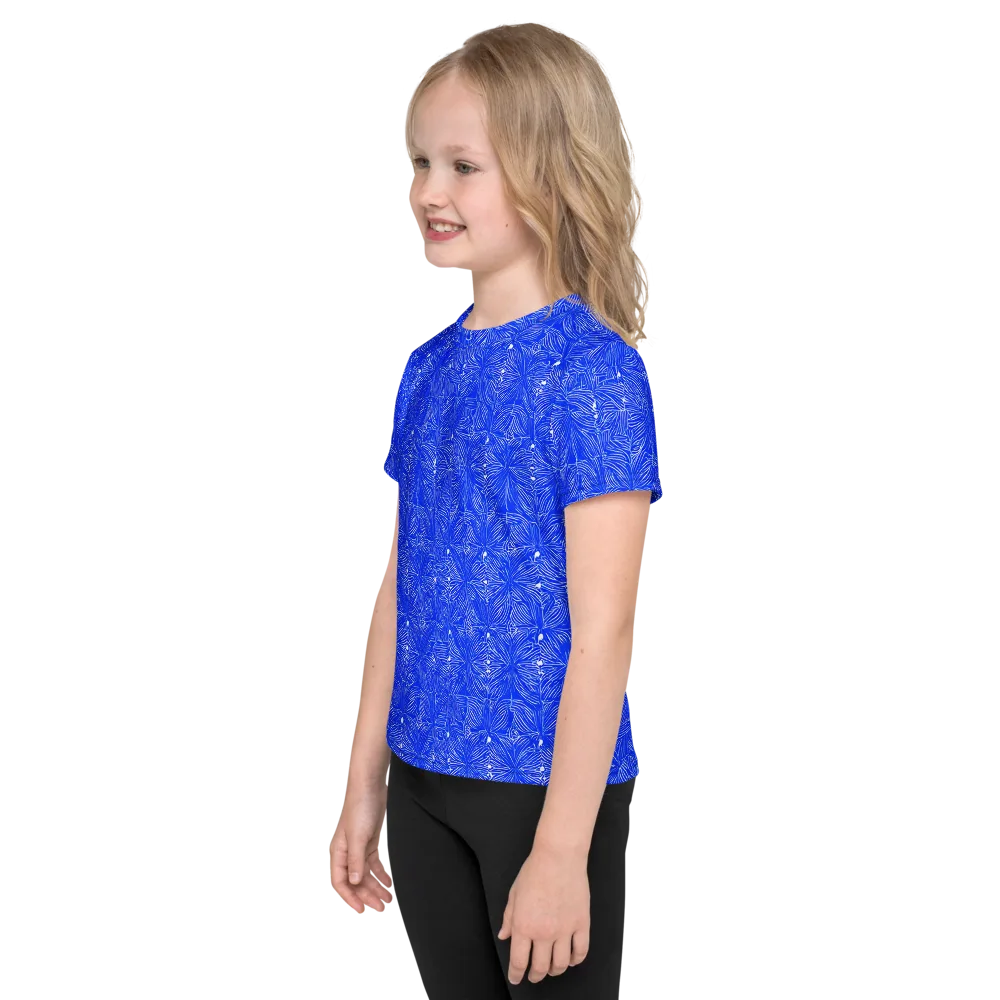 Azure Filigree on Kids Crew Neck T-Shirt — Left