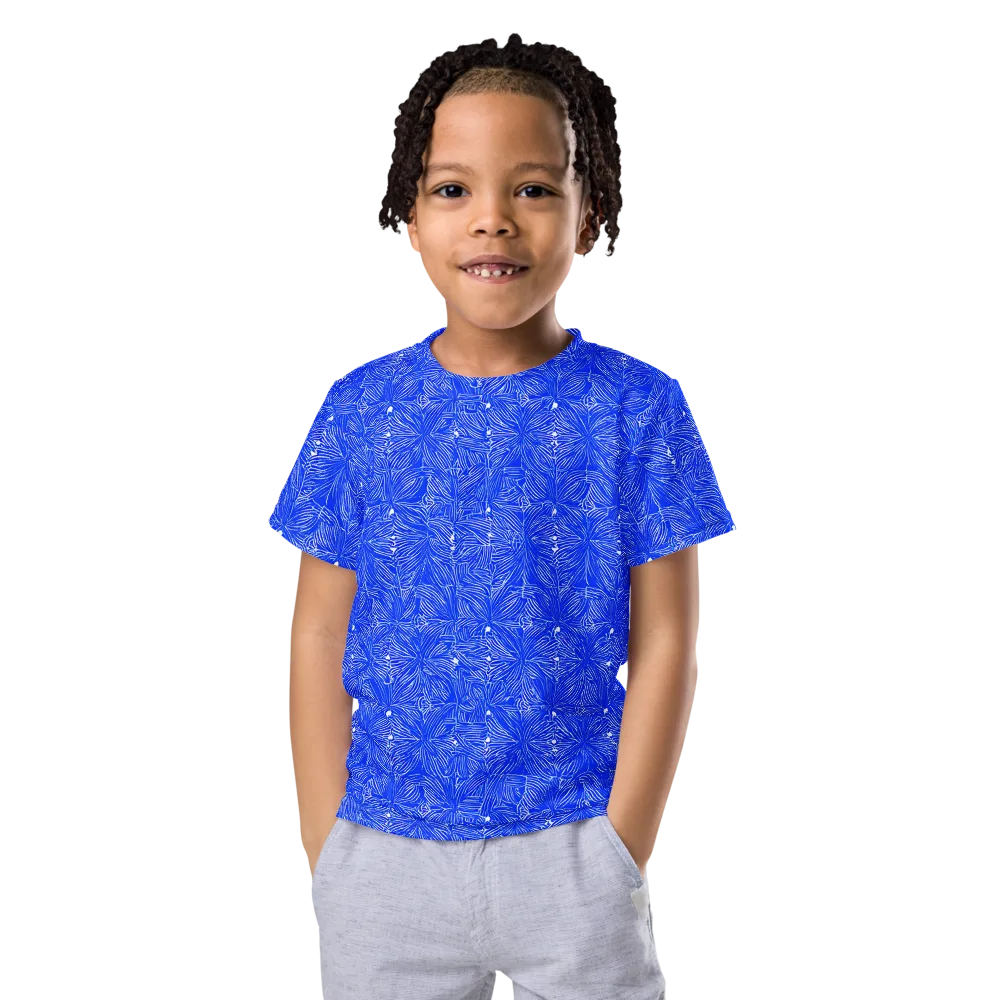 Azure Filigree on Kids Crew Neck T-Shirt — Front