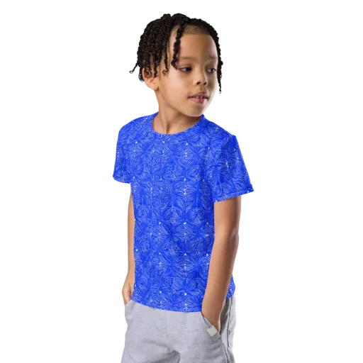 Azure Filigree on a Kids Crew Neck T-Shirt