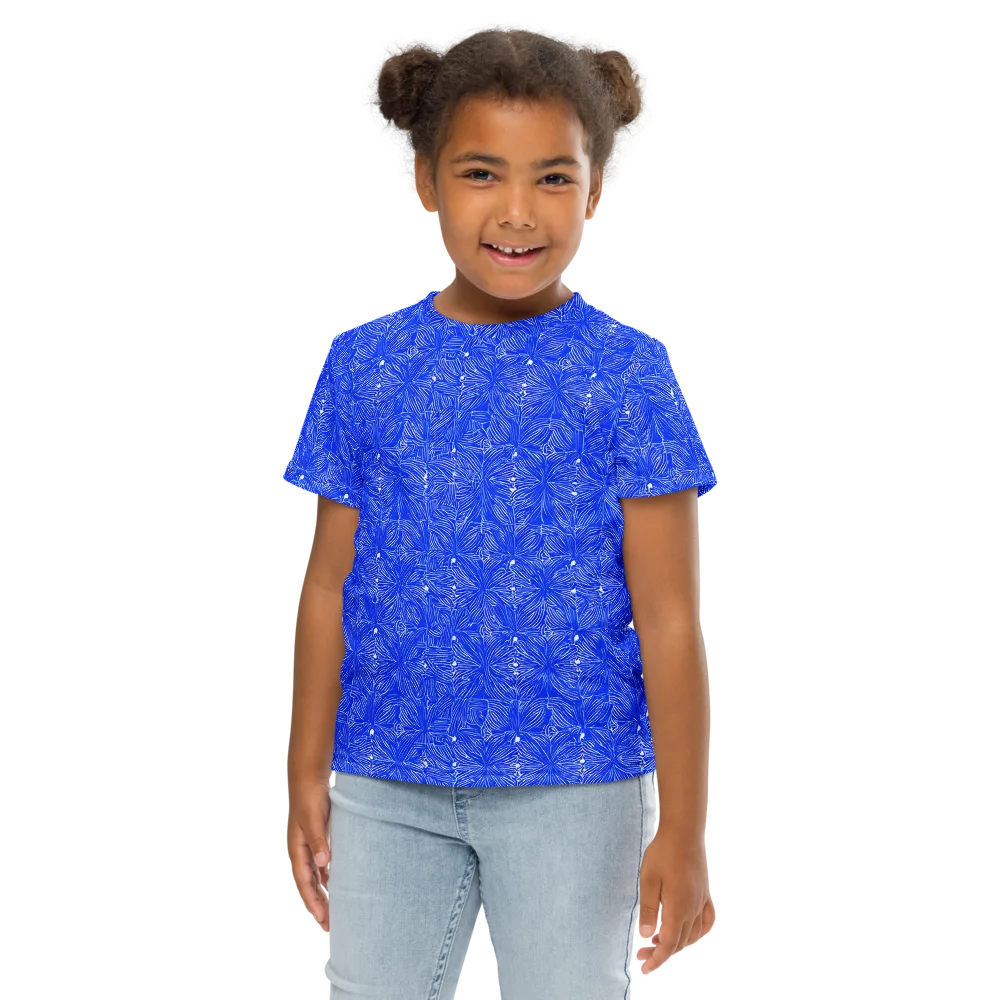Azure Filigree on Kids Crew Neck T-Shirt — Front