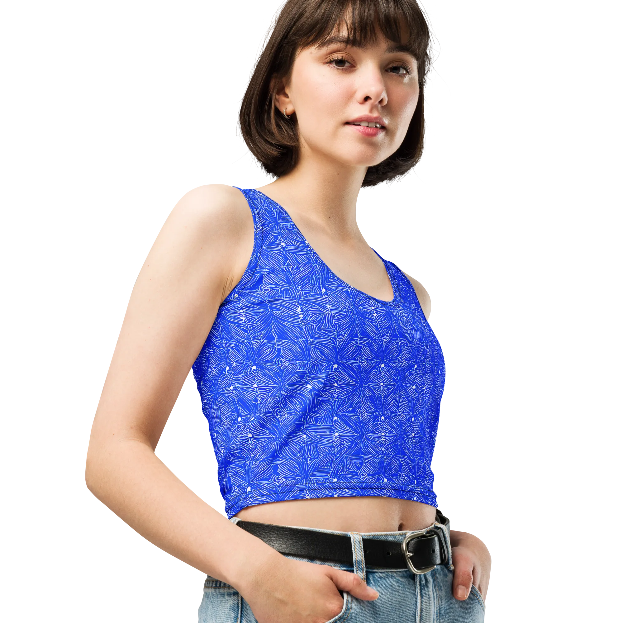Azure Filigree on Crop Top — Right Front