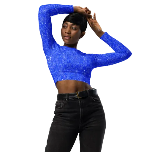Azure Filigree on a Long Sleeve Crop Top
