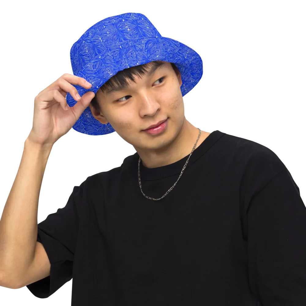 Azure Filigree on Reversible Bucket Hat — Front Inside