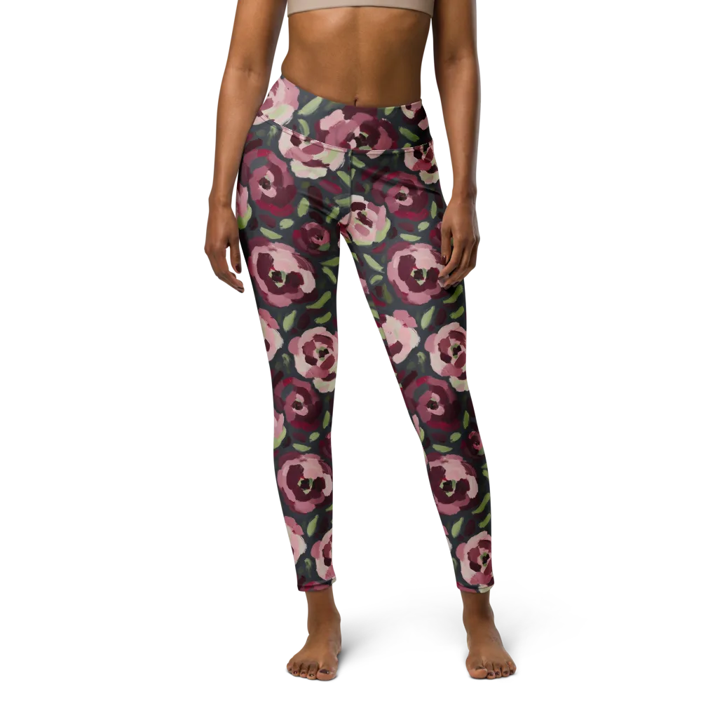 Painterly Nocturne on Yoga Leggings — Front